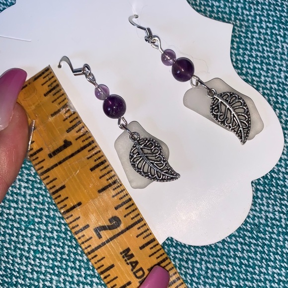 🌿🌺Beach Glass Boho Earrings - Picture 5 of 5